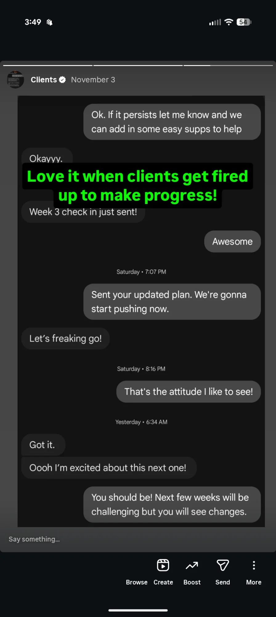 Client feedback